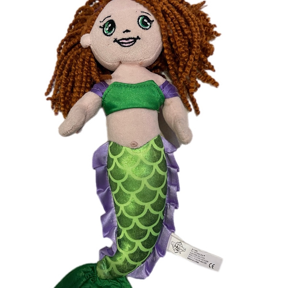 Mermaid Plush Doll with Green and Purple Tail